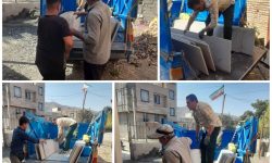 اهدای سنگ نمای دیوار حیاط پایگاه توسط خیر بزرگوار رسول خلیل پور+تصاویر