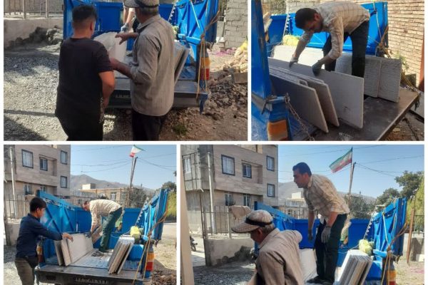 اهدای سنگ نمای دیوار حیاط پایگاه توسط خیر بزرگوار رسول خلیل پور+تصاویر